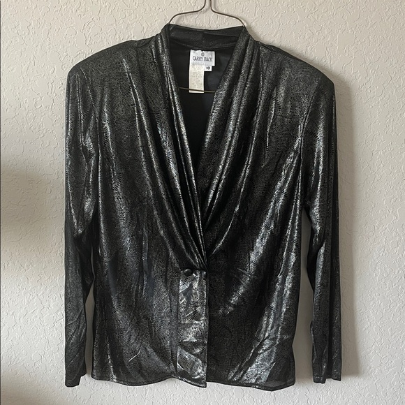 Carry Back Tops - Vintage Black/silver/metallic Sheer blouse